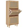 vidaXL Shoe Cabinet Brown 52x25x115 cm Engineered Wood&Natural Rattan