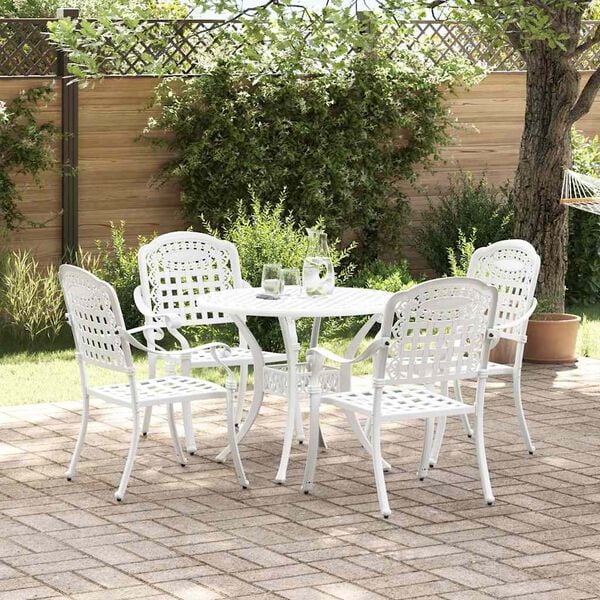 vidaXL Garden Dining Set 5 pcs White Aluminium