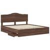 vidaXL Bed Frame with Drawer Brown Oak 200 x 200 cm Engineer Wood