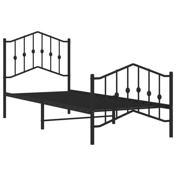 vidaXL Metal Bed Frame without Mattress with Footboard&nbsp;Black 80x200cm