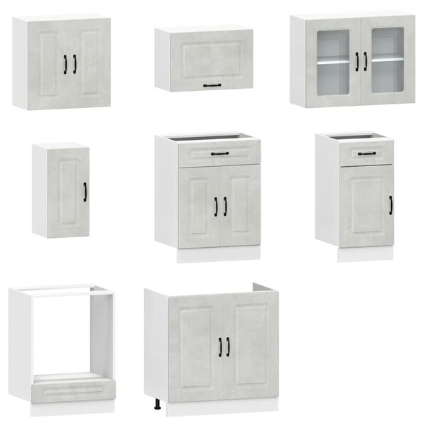 vidaXL 8 Piece Kitchen Cabinet Set Kalmar Concrete Grey Engineered Wood