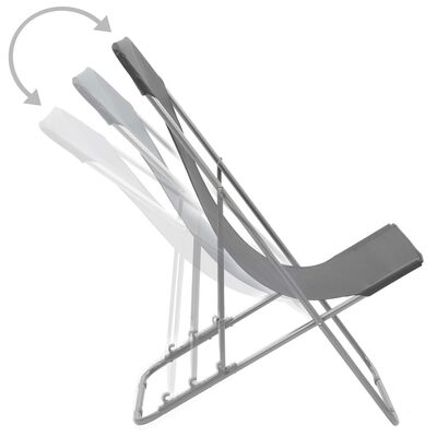 vidaXL Folding Beach Chairs 2 pcs Steel and Oxford Fabric Grey