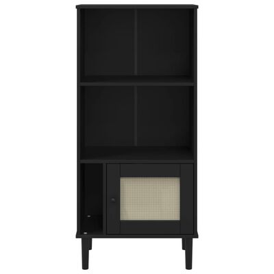 vidaXL Bookcase SENJA Rattan Look Black 60x35x130 cm Solid Wood Pine