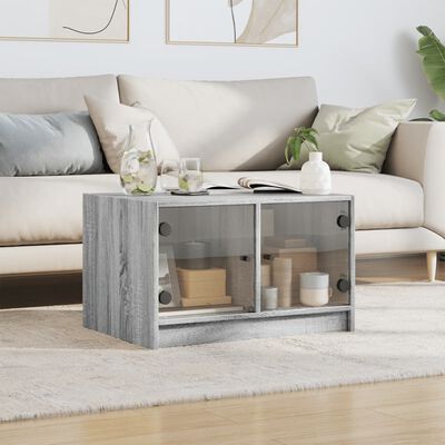 vidaXL Coffee Table with Glass Doors Grey Sonoma 68x50x42 cm