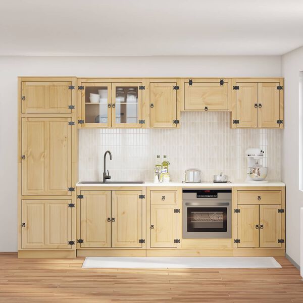 vidaXL Cabinet with Drawer SKI 9 pcs Honey Brown Solid Pine Wood