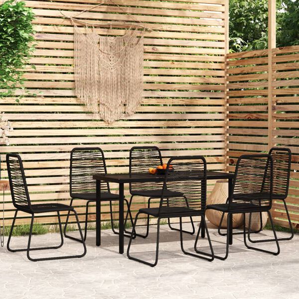 vidaXL 7 Piece Garden Dining Set Black