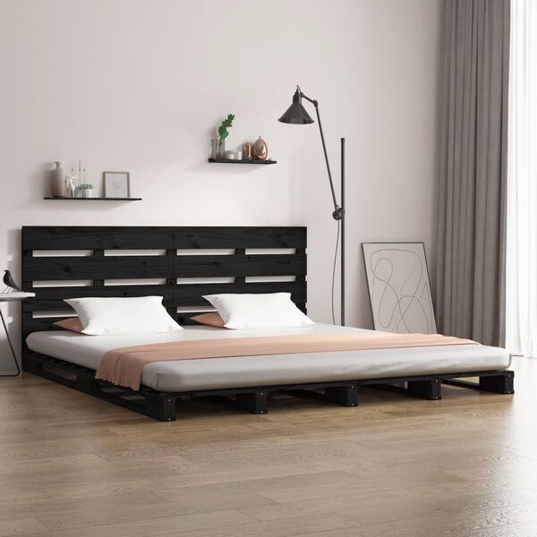 vidaXL Bed Frame without Mattress Black 140x190 cm Solid Wood Pine
