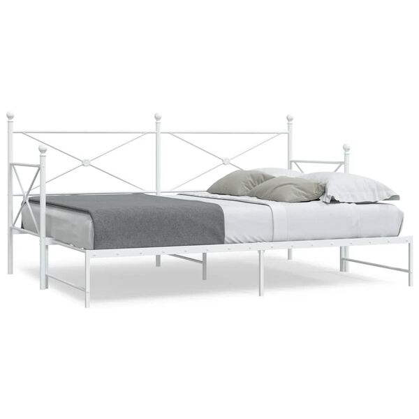 vidaXL Daybed with Trundle without Mattress White 90x200 cm Steel