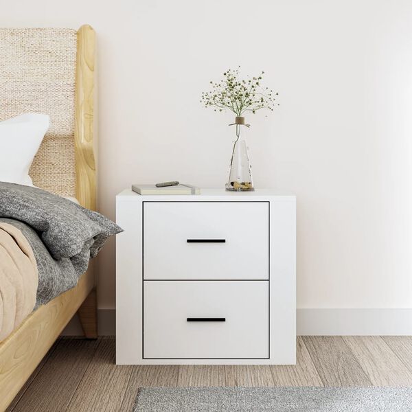 vidaXL Wall-mounted Bedside Cabinet White 50x36x47 cm