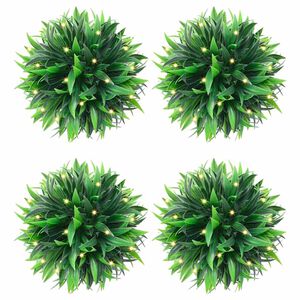 vidaXL Artificial Boxwood Balls with LED Lights 4 pcs Green 15 cm