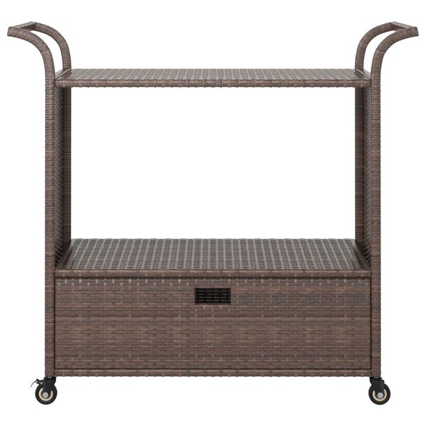 vidaXL Bar Cart with Drawer Brown 100x45x97 cm Poly Rattan