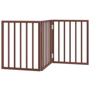 vidaXL Dog Gate Foldable 3 Panels Brown 150 cm Poplar Wood