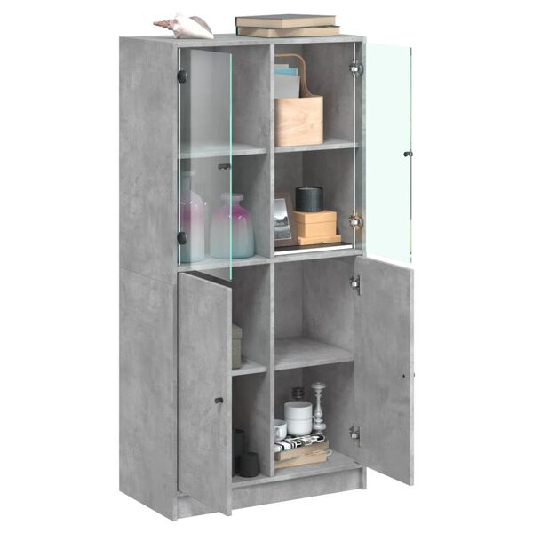 vidaXL Highboard with Doors Concrete Grey 68x37x142 cm Engineered Wood