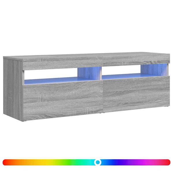 vidaXL TV Cabinet with LED Lights Grey Sonoma 120x35x40 cm