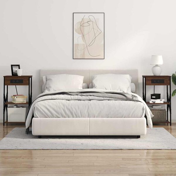 vidaXL Bedside Cabinet 2 pcs Brown Oak 41 x 31 x 76 cm Engineered Wood