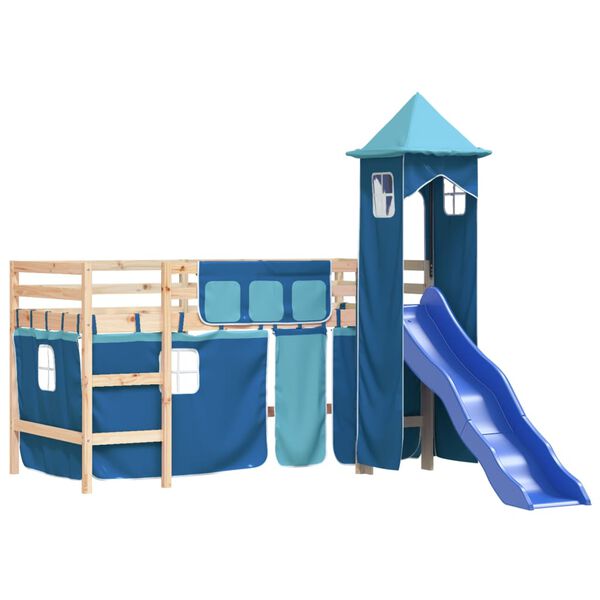 vidaXL Kids' Loft Bed with Tower without Mattress Blue 80x200 cm