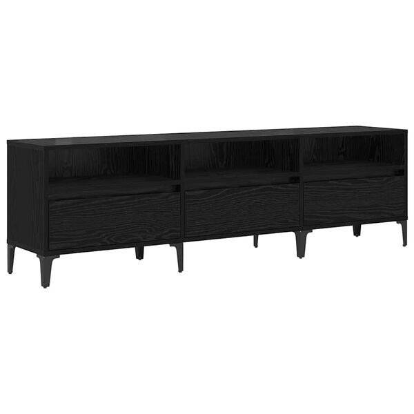 vidaXL TV Cabinet Black Oak 150 x 30 x 45 cm Engineered Wood and Iron