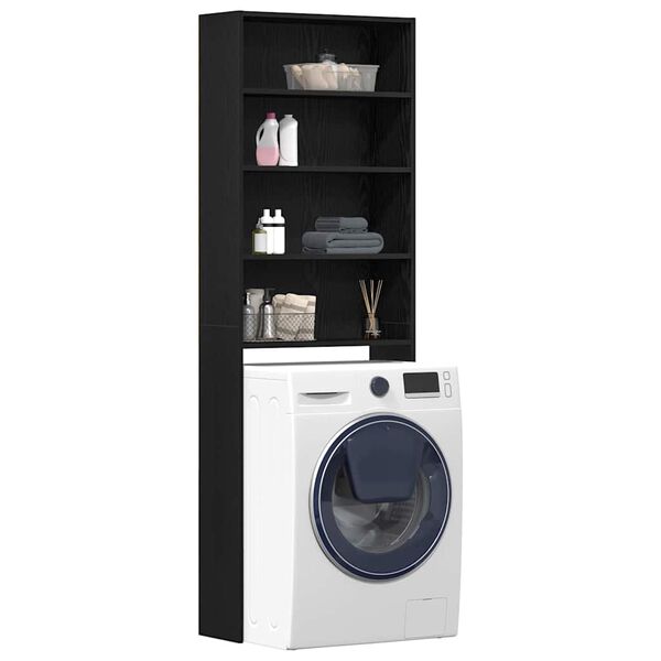 vidaXL Washing Machine Cabinet Black Oak 64 x 24 x 190 cm