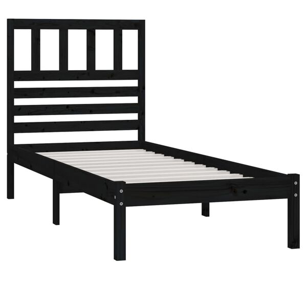 vidaXL Bed Frame without Mattress Black Solid Wood Pine 100x200 cm