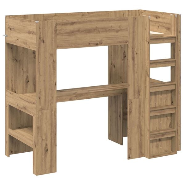 vidaXL Loft Bed Frame with Desk with Storage Artisan Oak 80 x 200 cm