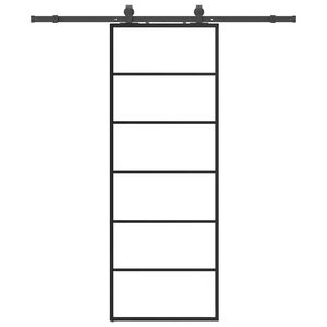 vidaXL Sliding Door with Hardware Set Black 76x205 cm ESG Glass