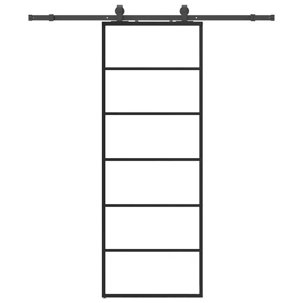 vidaXL Sliding Door with Hardware Set Black 76x205 cm ESG Glass