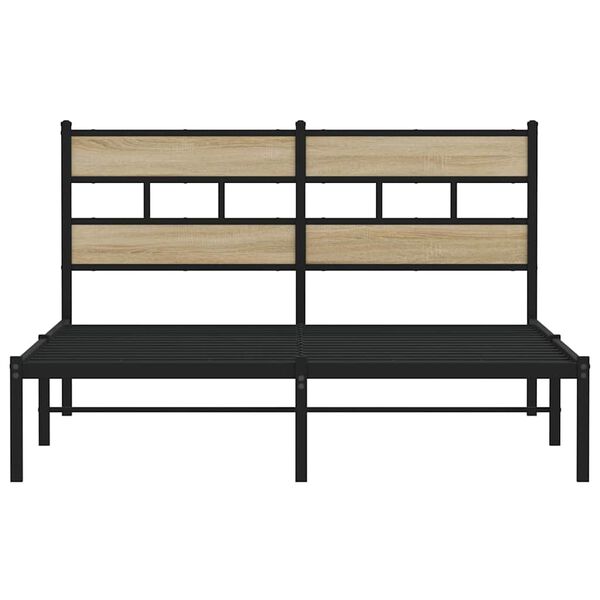 vidaXL Metal Bed Frame without Mattress Sonoma Oak 135x190 cm Double