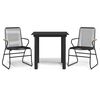 vidaXL 3 Piece Garden Dining Set Black PVC Rattan