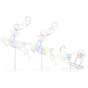 vidaXL Acrylic Christmas Flying Reindeer&Sleigh 260x21x87cm Colourful