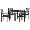 vidaXL Garden Dining Set 5 pcs Black Powder-Coated Steel