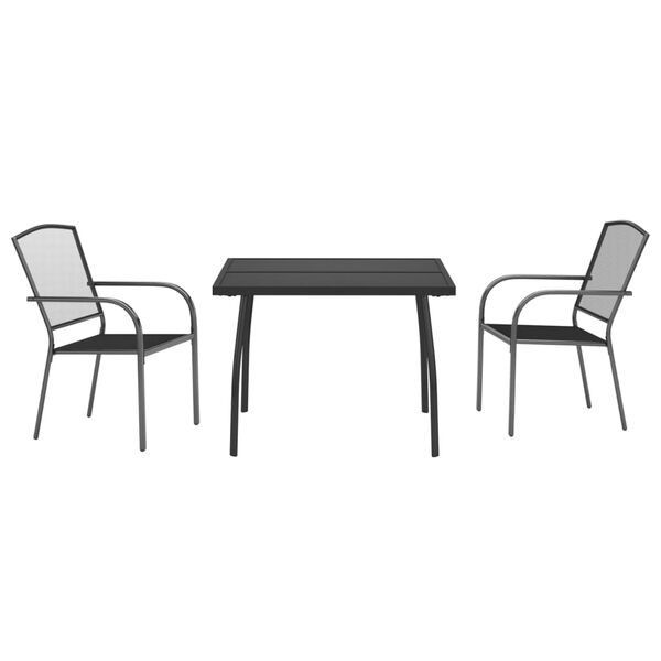 vidaXL 3 Piece Garden Dining Set Anthracite Steel