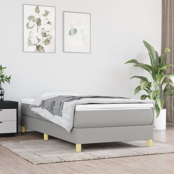 vidaXL Box Spring Bed Frame Light Grey Single Fabric (UK/IE/FI/NO only)
