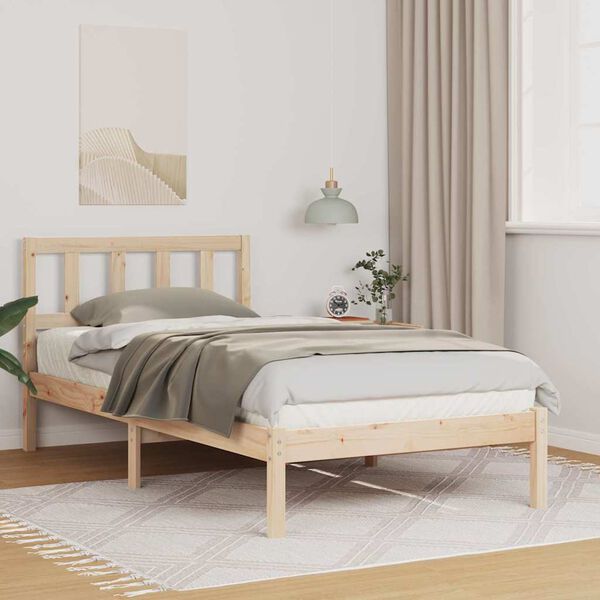 vidaXL Bed Frame with Headboard Brown 80 x 200 cm Solid Pine Wood