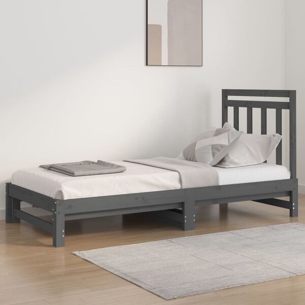 vidaXL Pull-out Day Bed without Mattress Grey 2x(90x200) cm
