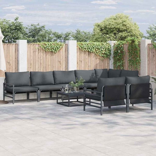 vidaXL Garden Sofa Set Anthracite Steel