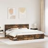 vidaXL Bed Frame with Drawer Smoked Oak 200 x 200 cm Engineer Wood