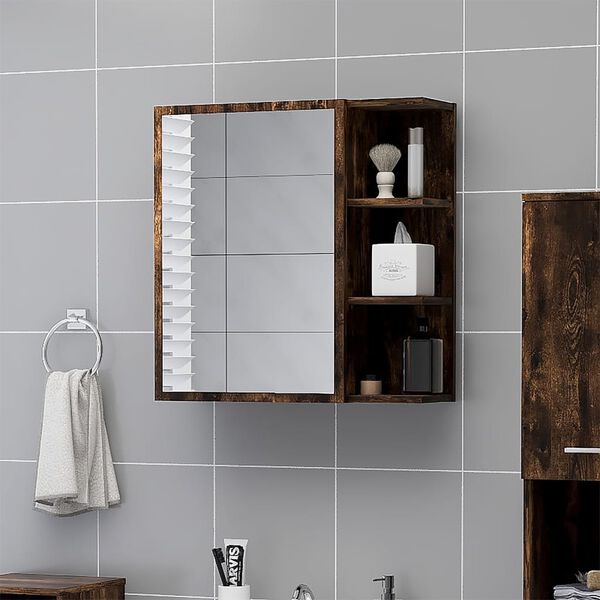 vidaXL Bathroom Mirror Cabinet Smoked Oak 62.5x20.5x64cm Engineered Wood