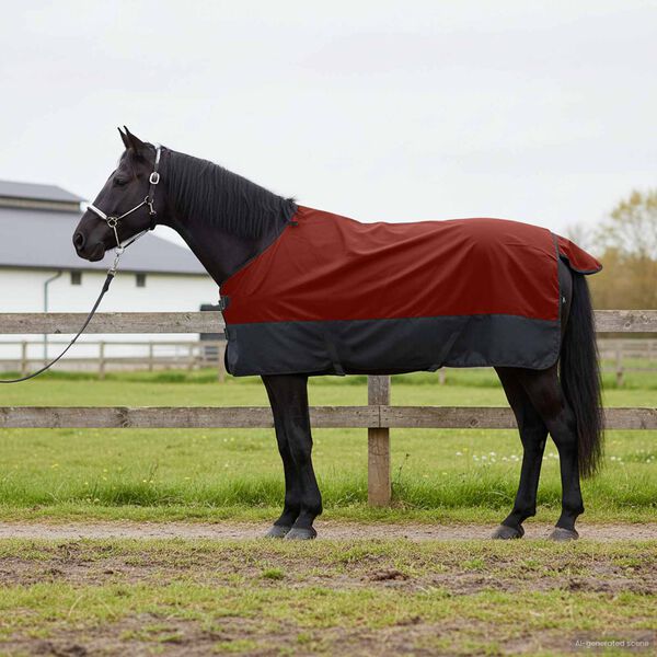 vidaXL Horse Blanket Bordeaux and Black 95 cm Polyester