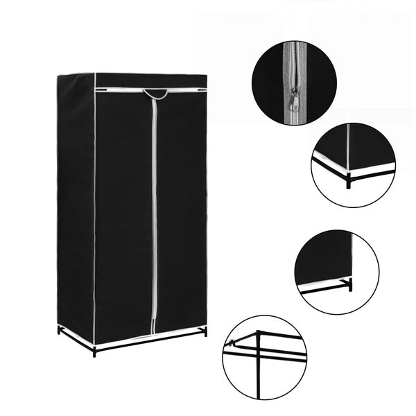 vidaXL Wardrobes 2 pcs Black 75x50x160 cm