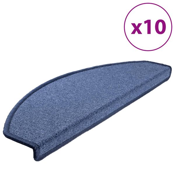 vidaXL Stair Mats 10 pcs 65x24x4 cm Blue Half Round Large