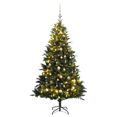 vidaXL Artificial Hinged Christmas Tree 150 LEDs & Ball Set 120 cm
