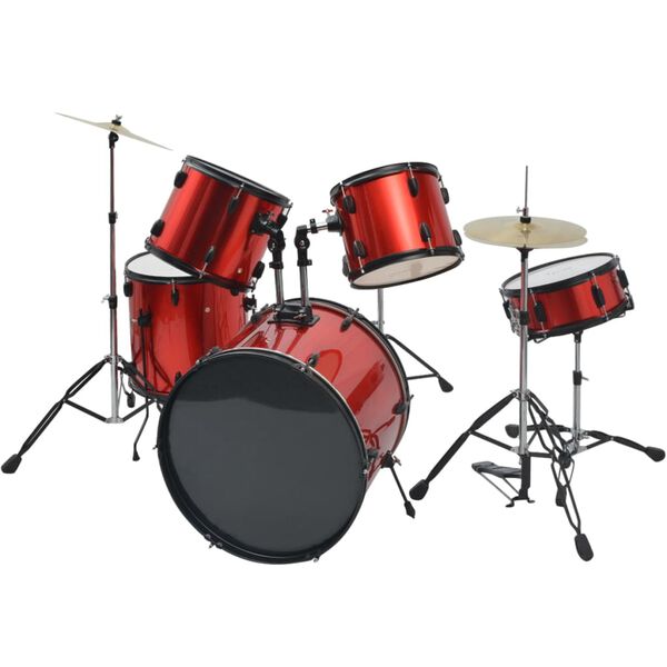 vidaXL Complete Drum Kit Powder-coated Steel Red Adult