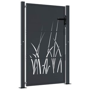 vidaXL Garden Gate Anthracite 100x150 cm Steel Grass Design
