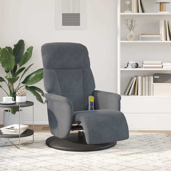 vidaXL Massage Recliner Chair Dark Grey 91 x 71 x 105.5 cm Velvet