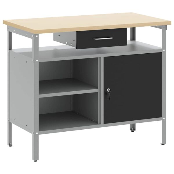 vidaXL Workbench Black and grey 100 x 55 x 85 cm Powder-coated steel