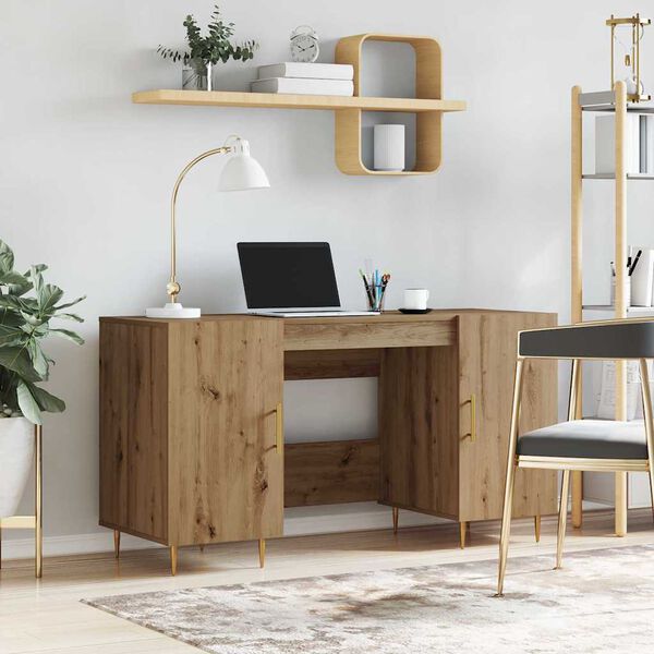 vidaXL Desk with Shelf Artisan oak 140 x 50 x 75 cm Engineered wood