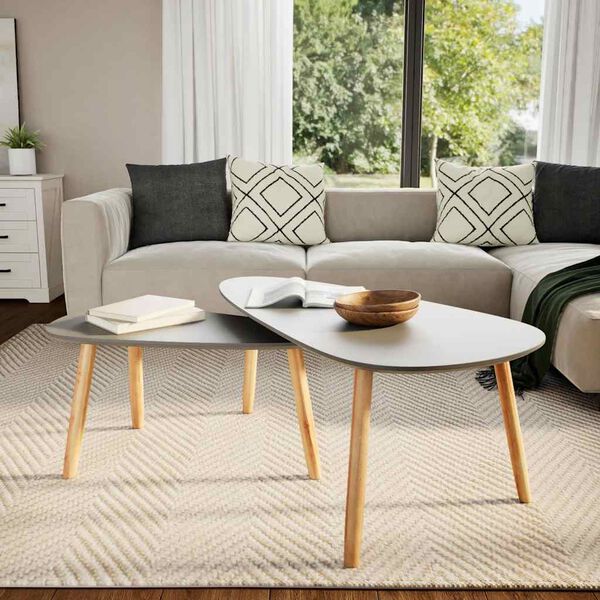 vidaXL Coffee Tables 2 pcs Grey Solid Pinewood