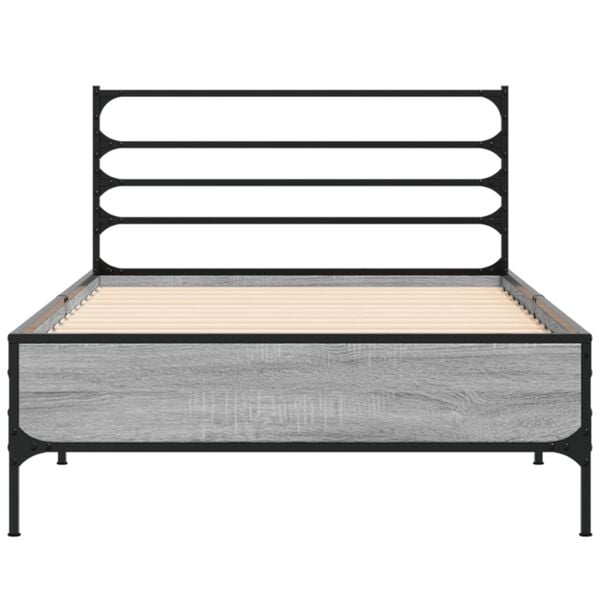 vidaXL Bed Frame without Mattress Grey Sonoma 90x190 cm Single