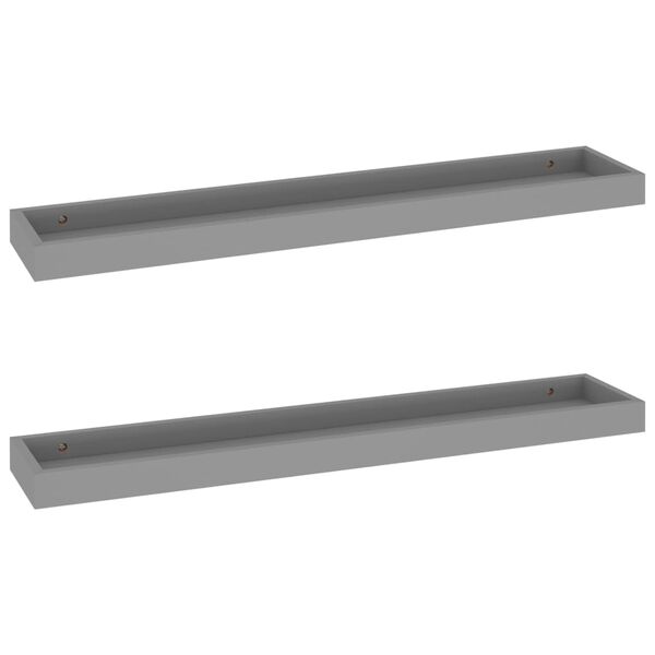 vidaXL Loggia Wall Shelves 2 pcs Grey 80x15x4 cm MDF