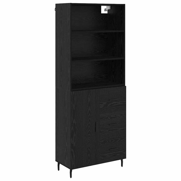 vidaXL Highboard with Drawer Black Oak 69.5 x 34 x 180 cm